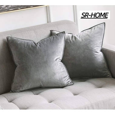 Light grey velvet online pillow